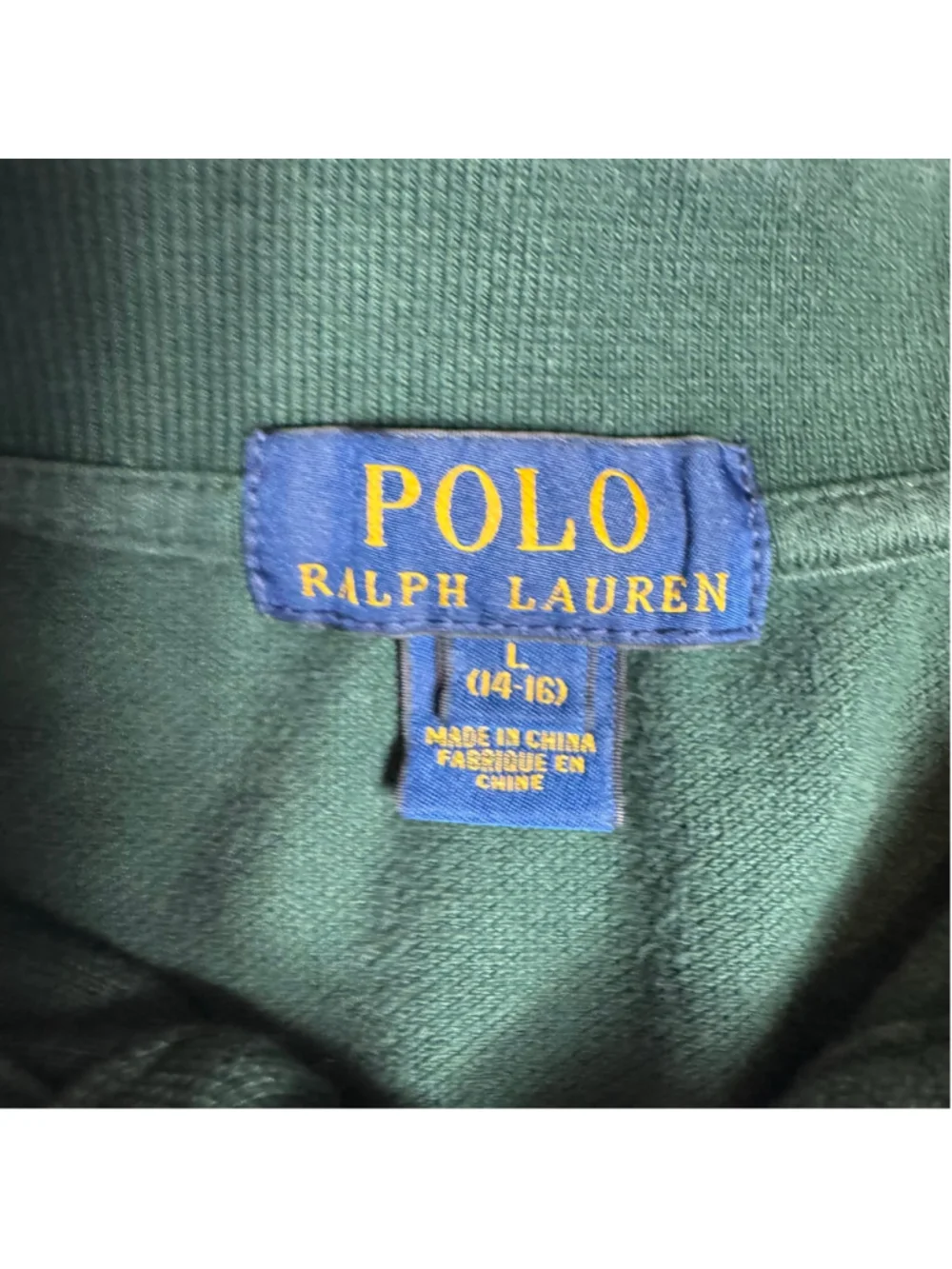 Boys Ralph Lauren Green Polo Shirt with Orange Logo L (14-16)